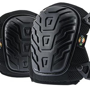 Knee Pads for Work - Universal Fit for Men and Women - Professional Poly-Shield Knee Pads With Gel-Padded Cushion - Construction Knee Protector With Adjustable Buckle Closure & Non-Slip Straps