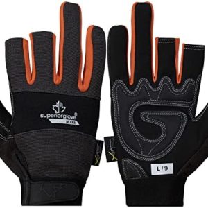 Superior Glove Leather Half Finger Framers Gloves - 1 Pair of Extra Large Black and Orange Work Gloves – MXFE