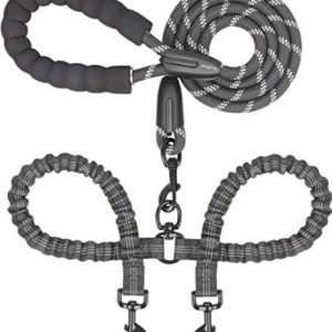 iYoShop Dual Dog Leash, Double Dog Leash, 360 Swivel No Tangle Walking Leash, Shock Absorbing Bungee for Two Dogs, Medium (8-35 lbs) | Large (25-150 lbs)