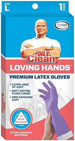 Mr. Clean, 243312 Loving Hands, Large Heat Resisting, Soft Cotton Flock Lining, Built in Freshness Protection, Non-Slip Diamond Grip Gloves, (L) - Image 4