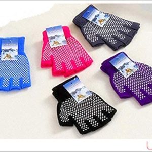 Love pro- 5 Pieces of Cotton+Acrylic Half-Finger Yoga Gloves, Non-Slip Yoga Gloves for Practicing Yoga, Open-Toed Gloves (Black. red. Blue. Gray. Purple)