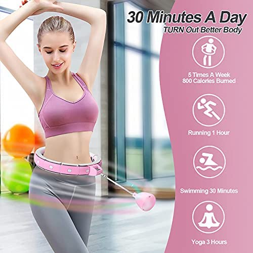 POWWA Smart Weighted Fitness Hoop for Adults, 2 in 1 Abdomen Fitness Weight Loss Massage No Falling Hula Exercise Hoops, Adjustable 15 Detachable Knots Spinning Ball - Image 2