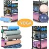 Omreid Home Gym Storage Rack,Yoga Mat Storage,Ball Storage,Dumbbell Rack,Weight Rack for Dumbbells, Kettlebells,Yoga Mat and Small Yoga Balls, All in One Workout Storage with Wheels and Hooks,Easy Assemble - Image 8
