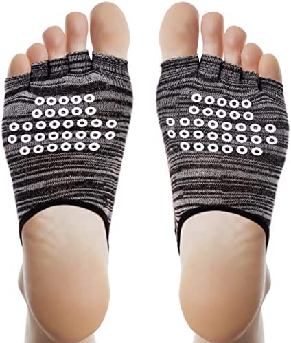 Lujuny Nonslip Yoga Grip Toeless Socks Heelless Socks – Cotton Pilate Barre Ballet Dance Athletic Hospital Stockings 2 Pairs - Image 8