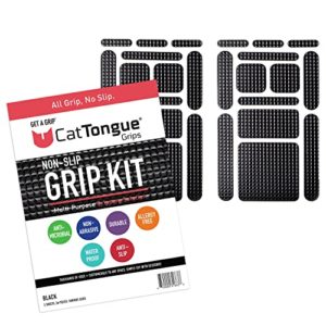 Non-Abrasive Grip Kit by CatTongue Grips, 26 pcs – Waterproof Non-Slip Grip Tape Kit for Indoor & Outdoor Use - Thousands of Grippy Uses: Furniture, Bathtubs, Frames, Controllers and More! (Black)