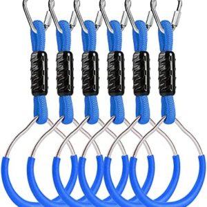 Gentle Booms Sports Colorful Swing Gymnastic Bar Rings,Playground Equipment for Ninja Slackline, MonSkey Ring, Climbing Ring, Obstacle Ring (Blue/6pcs)