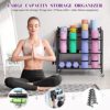 Yoga Mat Storage Rack, Home Gym Storage Rack Yoga Mat Holder, VOPEAK Workout Storage for Yoga Mat, Foam Roller, Gym Organizer Gym Equipment Storage for Home Exercise and Fitness Gear (Metal) - Image 2