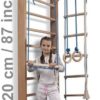 Wooden Swedish Wall Ladder Stall Bars Set for Exercise, Gym – Wood Stall Bar Gymnastics Playground with Gymnastic Rings for Kids Development Physical Therapy – K2200 - Image 2