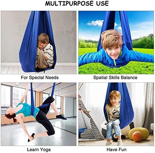 Portable Indoor Sensory Swing for Kids with Mounting Hardware Adjustable Aerial Yoga for Children with Autism, ADHD, Aspergers, Sensory Integration Exercise - Image 7