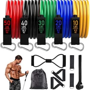 Resistance Bands, Resistance Band Set, Workout Bands, Exercise Bands for Men and Women, Exercise Bands with Door Anchor, Handles, Legs Ankle Straps for Muscle Training, Physical Therapy, Shape Body