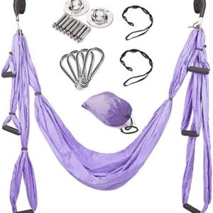 MQSS Hammock Swing for Yoga, Aerial Yoga Hammock, Ultra Strong Antigravity Inversion Hanging Equipment with Mounting Kit, Extension Straps Trapeze for Yoga Purple