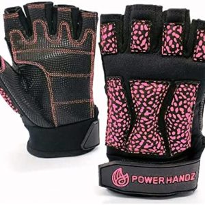 POWERHANDZ Power to Fight Weighted Fitness Gloves for Women Weightlifting, Gym, Fitness Training, Fingerless, Non Slip, Gel Grip, Pink/Black