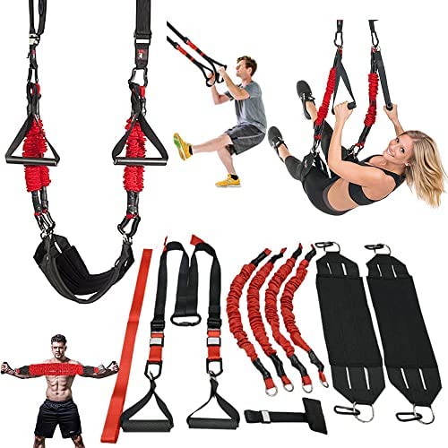 M.A.K Suspension Trainer System,Include Faction of Suspension Resistance Training Straps+Aerial Yoga Swing Belt+Adjustable Chest Expander, 2021 Updated Home/Gym/Yoga Studios Workout Equipment