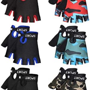 6 Pairs Kids Cycling Gloves Bicycle Non Slip Half Finger Gloves for Summer Outdoor Sport Road Mountain Bike Riding for Boy Girl Youth (2-4 Years)