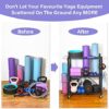 【Pre-Assembled】Yoga Mat Storage Rack,Home Gym Storage Cart,Workout Equipment Storage Organizer for Workout Room Yoga Accessories Dumbbell Kettlebell Resistance Bands,with Wheels Side Basket and Hooks - Image 3