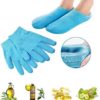 Pinkiou Moisturizing Gloves Socks Set Gel Spa for Moisturize Soften Repairing Dry Hands Feet Cracked Skin Care Silicone inside–Blue - Image 4