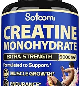 Creatine Monohydrate Blended Capsule 9000mg - 13in1 with Cranberry, Dandelion, Uva Ursi, Ashwagandha, Horny Goat Weed & More - Muscle, Energy, Athletic Performance Support - 60 Vegan Capsules