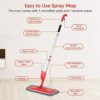 Bellababy Spray Mop and Glass Wiper,Microfiber Mop with 3 Reusable Pads Can Spray Upward,360 Degree Rotatable Mop Head Suitable for Hardwood, Marble, Tile(Red) - Image 2