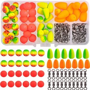 96pcs Fishing Pompano Rig Floats Kit Foam Fishing Floats Ball Beads Pompano Float Bottom Rig Surf Fishing Rigs for Saltwater Fishing