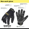 Men Leather Gardening Gloves, Palm Patch Performance Work Gloves for Yard Work, Warehouse Job, Home Improvement, Flexible Breathable Design, Non-Slip Rough Grip (Medium) - Image 2