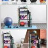 Weight Rack Home Gym Storage, Yoga Mat Storage Rack Workout Equipment Storage Rack for Dumbbells Kettlebells Resistance Band, Multifunction Exercise Equipment Gym Rack Organizer with Wheels and Hooks - Image 2