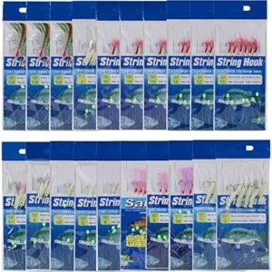 FREE FISHER Fishing Bait Rigs Set,20 Packs Fishing Bait Rigs Luminous Bait Rig with Sharp Hooks,Soft Shrimp Lure Surf Fishing Rigs Saltwater