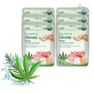Epielle Nourishing Hand Masks - Hemp + Rosemary Extract for Deep Moisturizing 100% Vegan & Cruelty-Free (Gloves 6pk) For Dry Hand Spa Masks | Skincare Party Favors