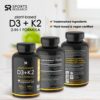 Sports Research Vegan Vitamin D3 + K2 Supplement with Organic Coconut Oil - 5000iu Vitamin D with 100mcg Mk7 Vitamin K - Supports Calcium for Stronger Bones & Immune Health - 60 Softgels for Adults - Image 3