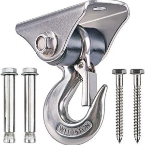 SELEWARE Silent Swing Hanger Stainless Steel Swing Set Hook for Porch Swing Hammok Chair Yoga Silk, Ceiling Mount Swing Anchor for Olympic Rings Climbing Ropesw