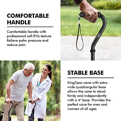 KINGGEAR Walking Cane for Women and Men, Lightweight and Sturdy Offset Walking Stick , Large Quad Base Canes for Seniors, Walking Crutches for People with Leg Injuries - Image 3
