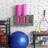 MyGift Vintage Gray Wood Gym Sports Fitness Foam Roller Holder Wall Mounted or Floor Storage Rack - Image 2