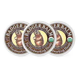 Badger - Hardworking Hands Healing Balm, Aloe Vera & Wintergreen, Working Hand Balm, Balm, for Dry Hands, Hand Moisturizer Balm, Certified Organic Hand Balm, Hand Repair Balm, 0.75 oz (3 Pack)