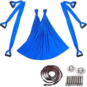 ROBDAE Aerial Yoga Swing Reverse Gravity Aerial Yoga Hammock with Stretch Belt Hanging Pan Yoga with Gym for Air Yoga Inversion Exercises (Color : Blue, Size : 250x150cm)