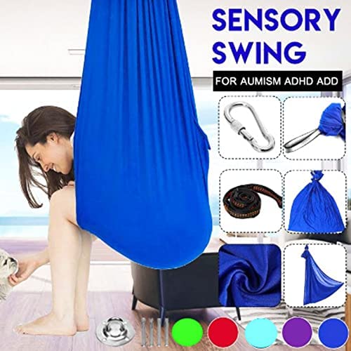 SALUTUY Yoga Sling, Aerial Yoga Swing Set Breathable Elastic Durable 25KN/5620 Lbf Easy to Set Up Aerial Yoga Hammock Kit Comfortable for Body Firming Aerial Yoga(Sapphire) - Image 3