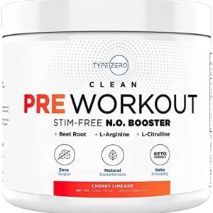 Ultra Clean Stim Free Pump Pre Workout + Nitric Oxide Booster (CherryLimeade) Beetroot, 7G Arginine Citrulline Malate, Betaine, Beta A, ACV+ Sugar/Caffeine Free Natural Non Stim Preworkout Men, Women