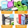 PLKOW Dumbbell Rack, Weight Rack for Dumbbells, Home Gym Storage for Dumbbells Kettlebells Yoga Mat and Balls, All in One Workout Storage with Wheels and Hooks, Powder Coated Finish Steel - Image 5
