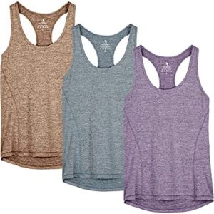 icyzone Workout Tank Tops for Women - Racerback Athletic Yoga Tops, Running Exercise Gym Shirts(Pack of 3)