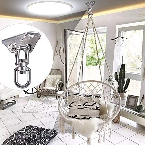 SELEWARE Innovative 1000 lb Capacity Permanent Antirust SUS304 360° Rotate Swing Hanger Suspension Hooks with Bolt for Concrete Wooden Sets Playground Porch Indoor Outdoor Seat, Gym - Image 3
