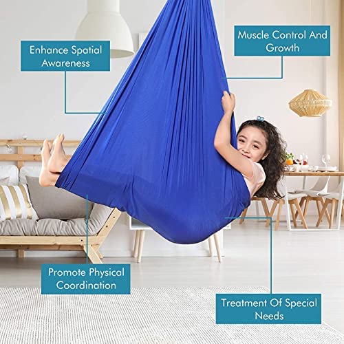 SALUTUY Yoga Sling, Aerial Yoga Swing Set Breathable Elastic Durable 25KN/5620 Lbf Easy to Set Up Aerial Yoga Hammock Kit Comfortable for Body Firming Aerial Yoga(Sapphire) - Image 2