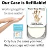 Paper Soap Sheets by Borsali; Mini Portable Travel Size Dissolvable Soap Flakes; Dry Soap Sheets For Camping, Travel, Public Restrooms; 2 Cases with 50 Sheets Each and 3 Refills To Go; - Image 2