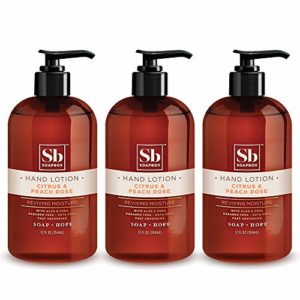 Soapbox Hand Lotion Moisturizing Hand & Body Cream - Citrus & Peach Rose Scented - Vegan & Cruelty Free Moisturizing Hand Cream for Dry Hands, 12 Ounce (3 Pack)
