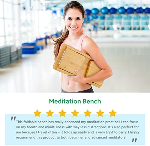 Nnewvante Yoga Meditation Bench, Meditation Kneeling Stool with Foldable Legs, Ergonomic Bamboo Seiza Yoga Benches, Wooden Meditation Chair for Praying, Folding Prayer Kneeler Seat - Image 8