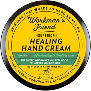 Workman’s Friend Superior Healing Hand Cream - Intense Moisturizer - Heals Cracked, Dry Skin - 2.5 oz.