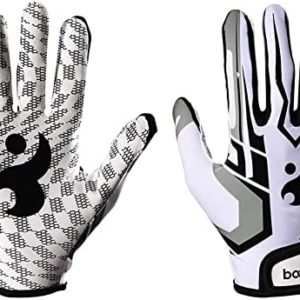Football Gloves Ultra-Stick Sports Receiver Gloves, Breathable and Non-Slip Silicone Grip Glove, Enhanced Performance White/Red Football Gloves for Youth & Adult(1 Pair)