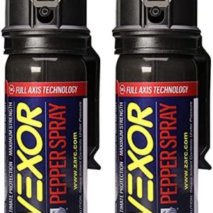 Vexor Pepper Spray w/ Belt Clip for self defense - 2 Pack, Maximum Police Strength, 20-foot range, Full Axis (360°) capability, Flip Top safety for Quick and Accurate Aim, Protection for Women and Men