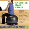 Gaiam Essentials Balance Ball & Base Kit, 65cm Yoga Ball Chair, Exercise Ball with Inflatable Ring Base for Home or Office Desk, Includes Air Pump - Image 2