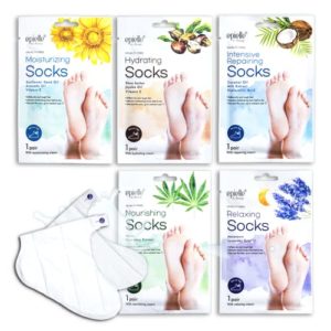 epielle New Moisturizing Socks and Gloves for Hand and Foot Care | Assorted 5 Pairs Socks (Socks 5 Pairs) | Skincare Gifts for Her