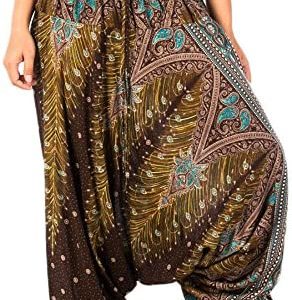 LOFBAZ Yoga Harem Pants for Women Boho Hippie Bohemian Beach Baggy Jumpsuit