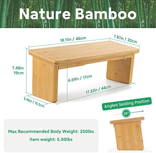 Nnewvante Yoga Meditation Bench, Meditation Kneeling Stool with Foldable Legs, Ergonomic Bamboo Seiza Yoga Benches, Wooden Meditation Chair for Praying, Folding Prayer Kneeler Seat - Image 4