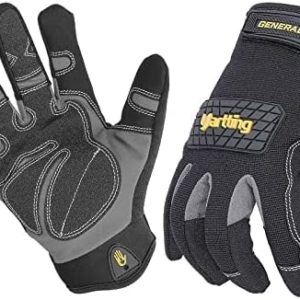 Men Leather Gardening Gloves, Palm Patch Performance Work Gloves for Yard Work, Warehouse Job, Home Improvement, Flexible Breathable Design, Non-Slip Rough Grip (Medium)